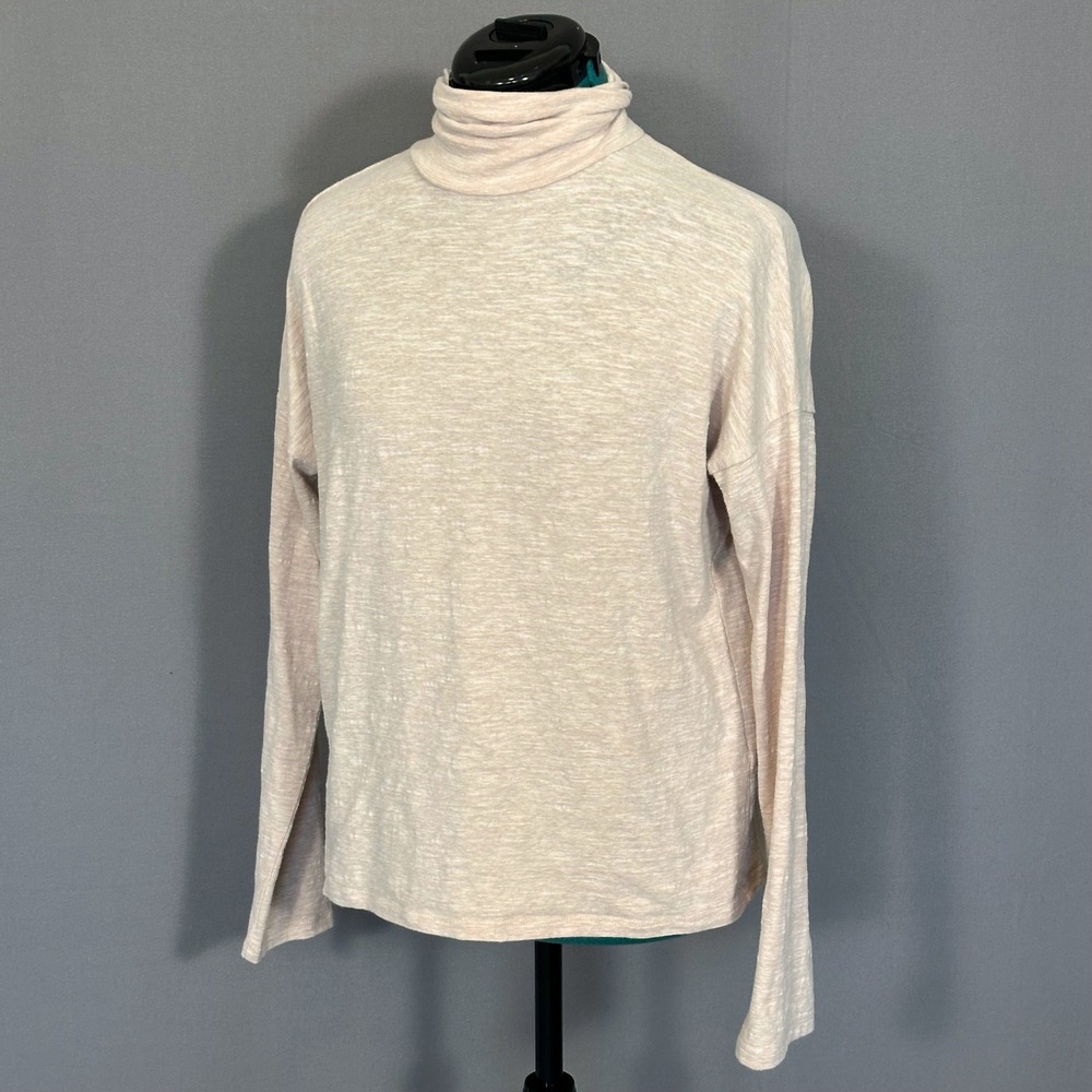 Madewell Boxy Turtlenck‎ Top Small Heathered Pink Slub H1092 Long Slv